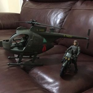 Military Toy Set Helicopter and Motorcycle